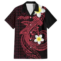 Aloha Hammerhead Shark Family Matching Short Sleeve Bodycon Dress and Hawaiian Shirt Feverish Pink Hawaiian Kakau Tribal Tattoo