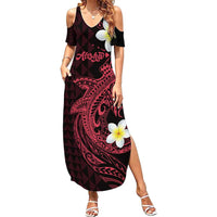 Aloha Hammerhead Shark Family Matching Summer Maxi Dress and Hawaiian Shirt Feverish Pink Hawaiian Kakau Tribal Tattoo