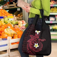 Aloha Hammerhead Shark Grocery Bag Feverish Pink Hawaiian Kakau Tribal Tattoo