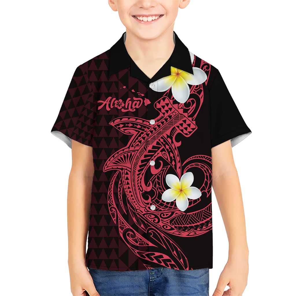 Aloha Hammerhead Shark Kid Hawaiian Shirt Feverish Pink Hawaiian Kakau Tribal Tattoo LT9 Kid Pink - Polynesian Pride