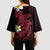 Aloha Hammerhead Shark Kimono Sleeve Blouse Feverish Pink Hawaiian Kakau Tribal Tattoo - Polynesian Pride
