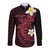 Aloha Hammerhead Shark Long Sleeve Button Shirt Feverish Pink Hawaiian Kakau Tribal Tattoo
