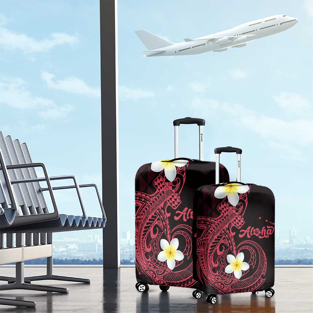 Aloha Hammerhead Shark Luggage Cover Feverish Pink Hawaiian Kakau Tribal Tattoo