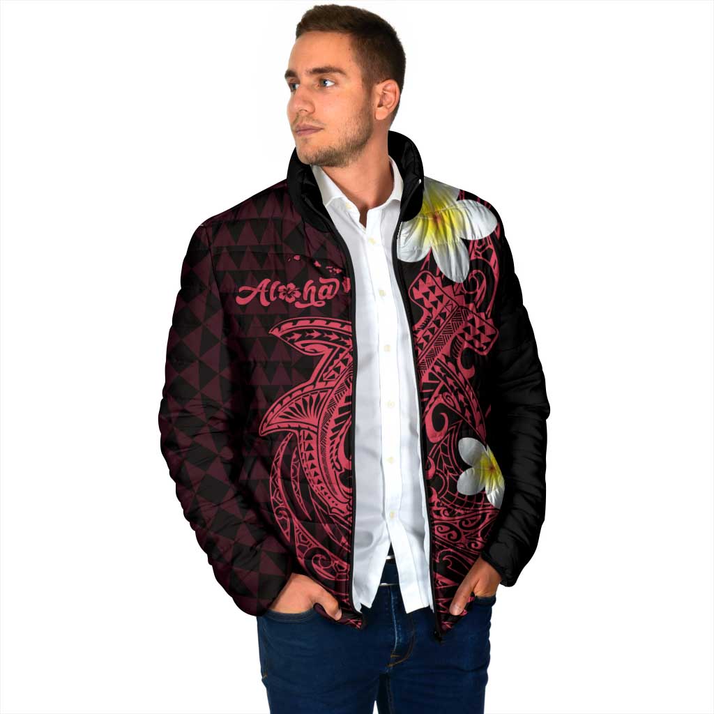 Aloha Hammerhead Shark Padded Jacket Feverish Pink Hawaiian Kakau Tribal Tattoo - Polynesian Pride