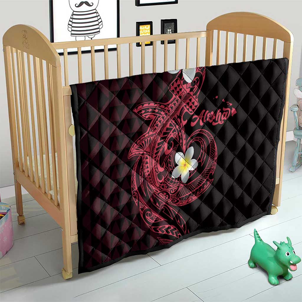 Aloha Hammerhead Shark Quilt Feverish Pink Hawaiian Kakau Tribal Tattoo