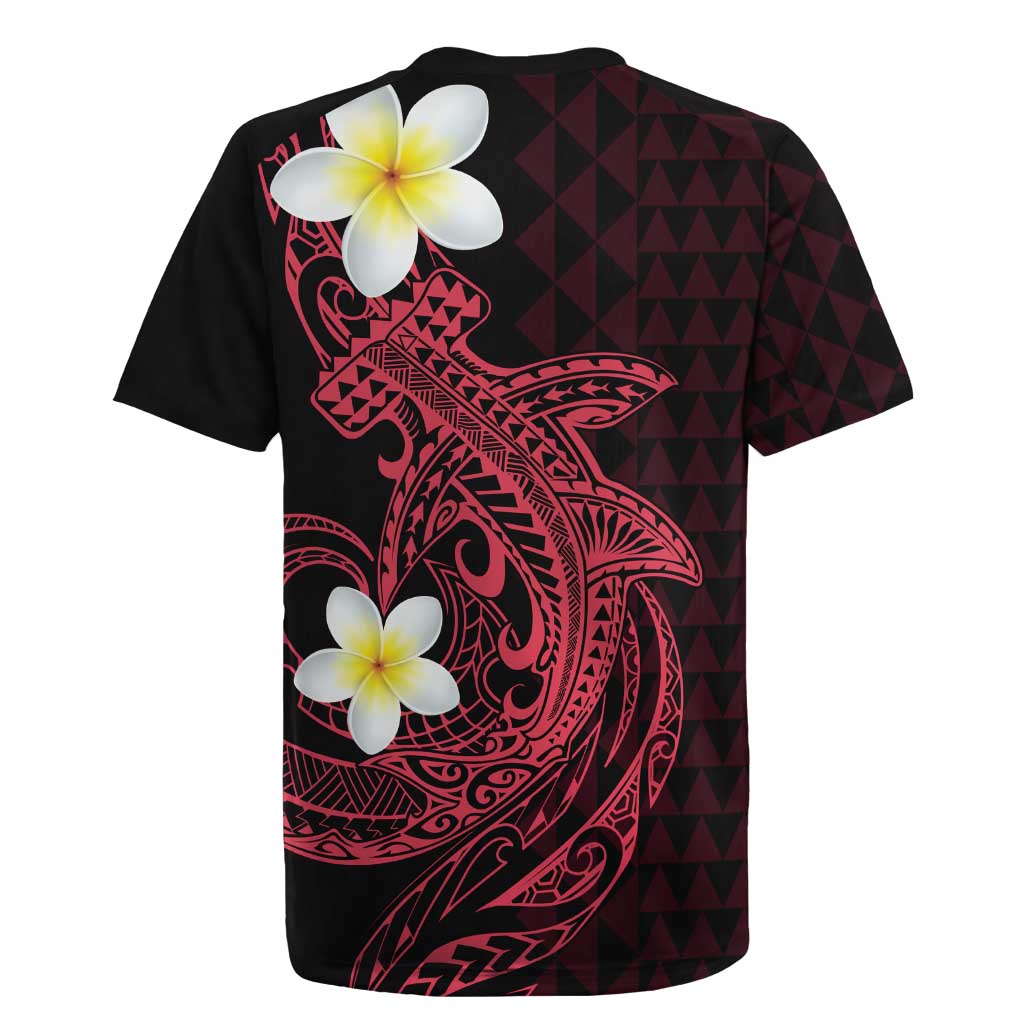 Aloha Hammerhead Shark Rugby Jersey Feverish Pink Hawaiian Kakau Tribal Tattoo