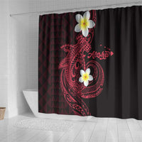 Aloha Hammerhead Shark Shower Curtain Feverish Pink Hawaiian Kakau Tribal Tattoo