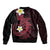 Aloha Hammerhead Shark Sleeve Zip Bomber Jacket Feverish Pink Hawaiian Kakau Tribal Tattoo