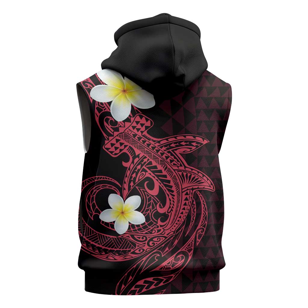 Aloha Hammerhead Shark Sleeveless Hoodie Feverish Pink Hawaiian Kakau Tribal Tattoo - Polynesian Pride