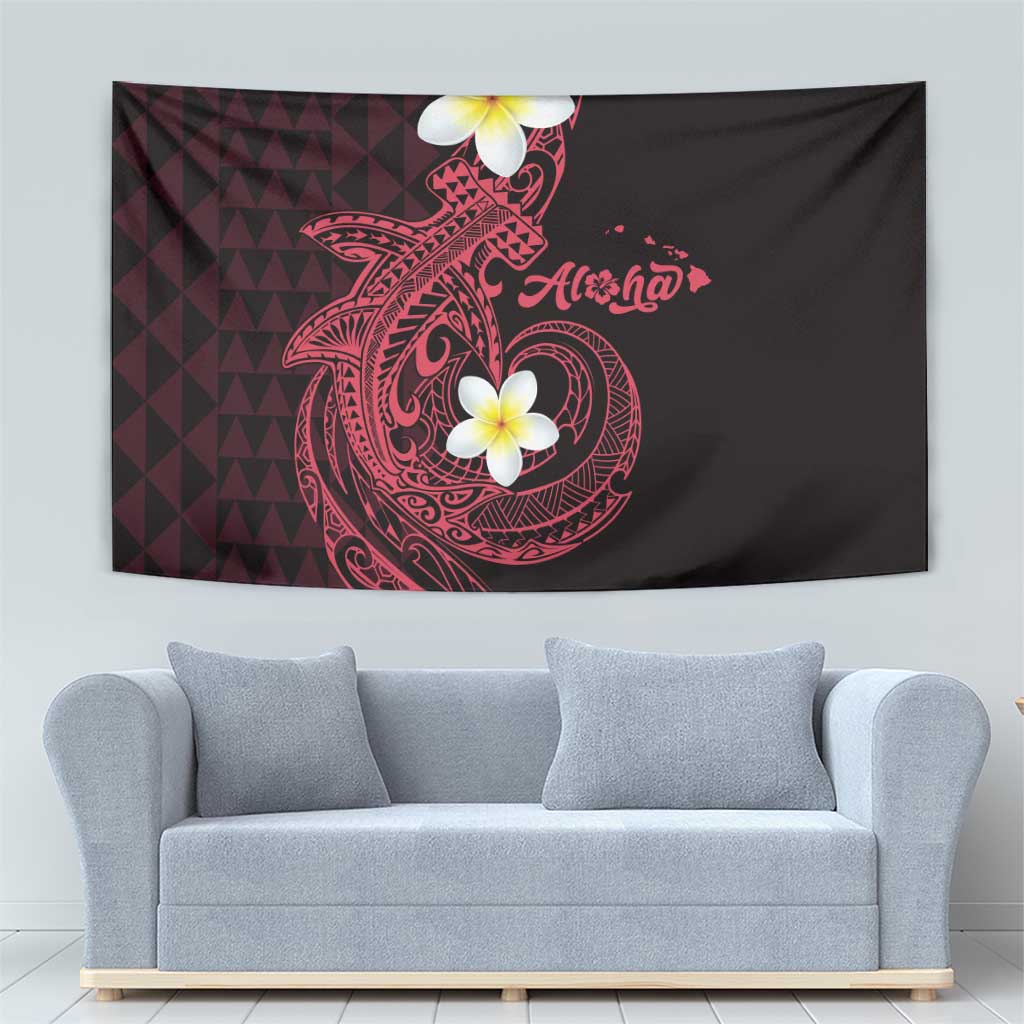 Aloha Hammerhead Shark Tapestry Feverish Pink Hawaiian Kakau Tribal Tattoo