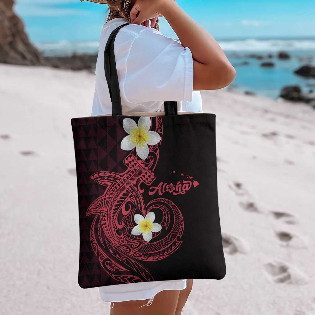 Aloha Hammerhead Shark Tote Bag Feverish Pink Hawaiian Kakau Tribal Tattoo - Polynesian Pride
