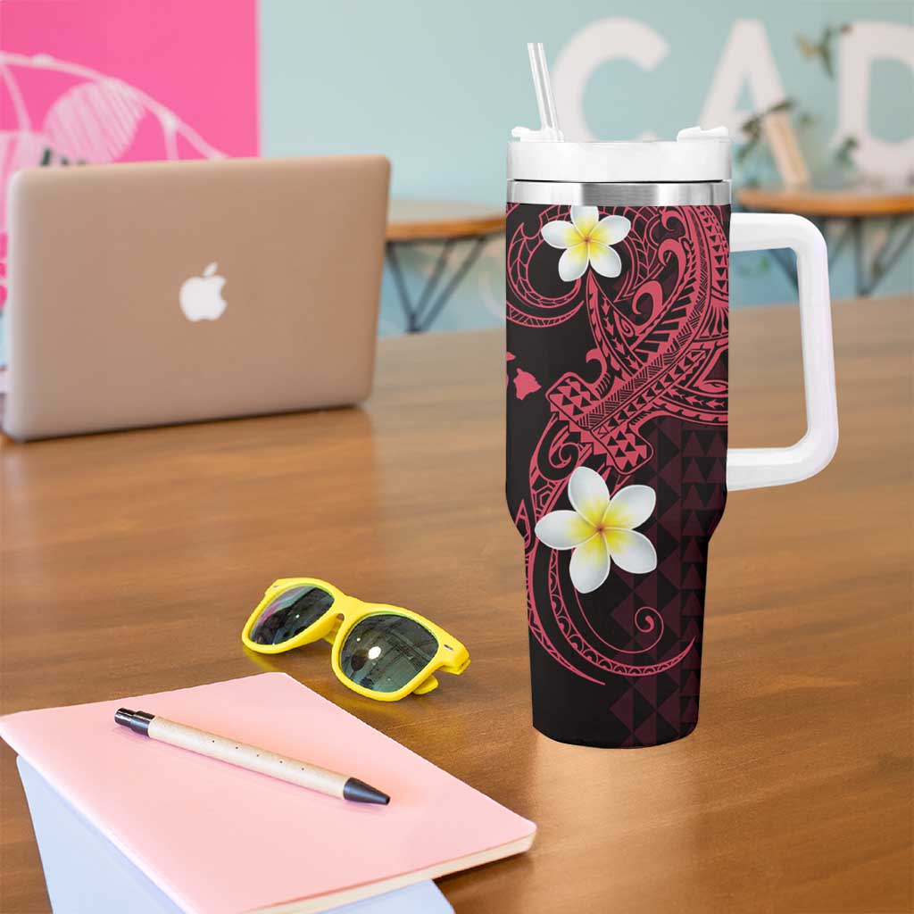 Aloha Hammerhead Shark Tumbler With Handle Feverish Pink Hawaiian Kakau Tribal Tattoo