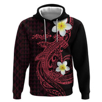 Aloha Hammerhead Shark Zip Hoodie Feverish Pink Hawaiian Kakau Tribal Tattoo