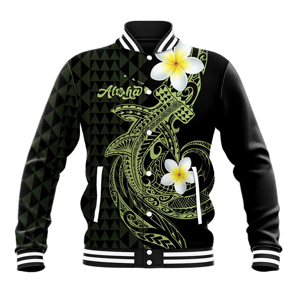 Aloha Hammerhead Shark Baseball Jacket Lime Rickey Hawaiian Kakau Tribal Tattoo LT9 Unisex Lime - Polynesian Pride