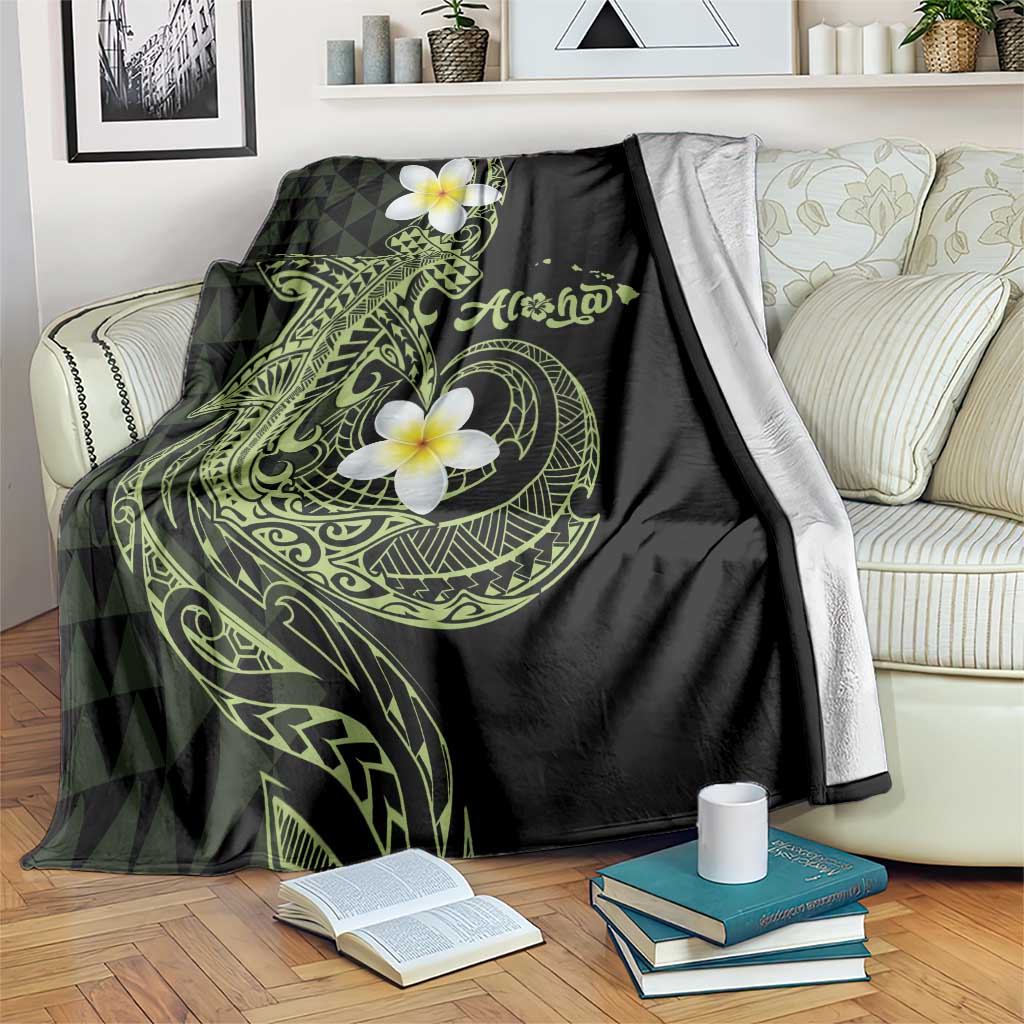 Aloha Hammerhead Shark Blanket Lime Rickey Hawaiian Kakau Tribal Tattoo LT9 Lime - Polynesian Pride