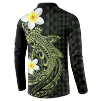 Aloha Hammerhead Shark Button Sweatshirt Lime Rickey Hawaiian Kakau Tribal Tattoo