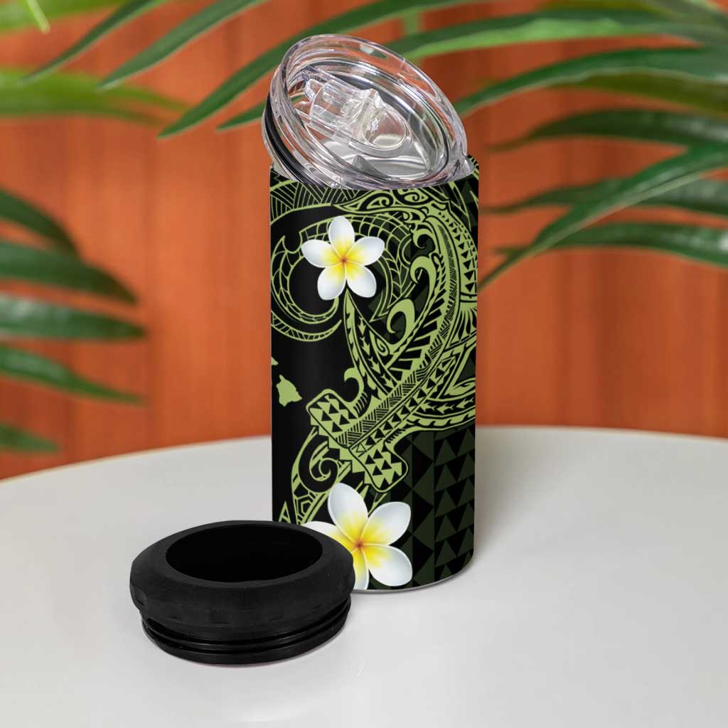 Aloha Hammerhead Shark 4 in 1 Can Cooler Tumbler Lime Rickey Hawaiian Kakau Tribal Tattoo
