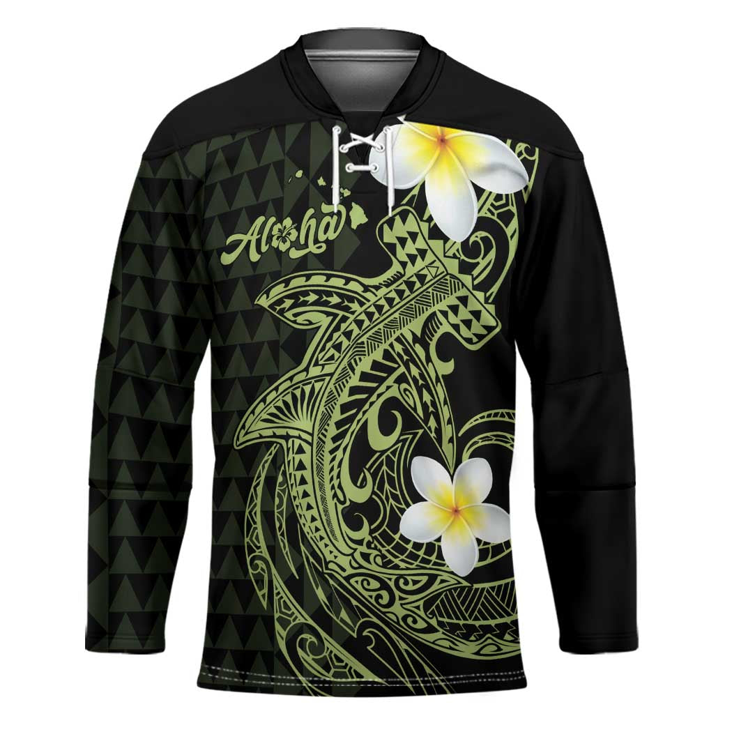 Aloha Hammerhead Shark Hockey Jersey Lime Rickey Hawaiian Kakau Tribal Tattoo - Polynesian Pride