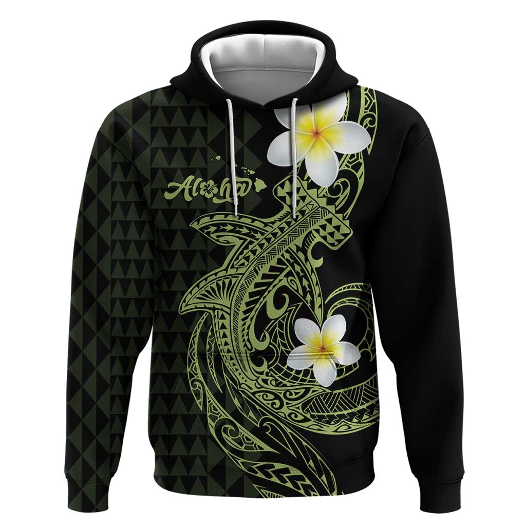 Aloha Hammerhead Shark Hoodie Lime Rickey Hawaiian Kakau Tribal Tattoo