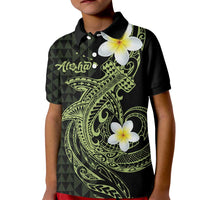 Aloha Hammerhead Shark Kid Polo Shirt Lime Rickey Hawaiian Kakau Tribal Tattoo