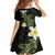 Aloha Hammerhead Shark Kid Short Sleeve Dress Lime Rickey Hawaiian Kakau Tribal Tattoo