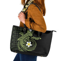 Aloha Hammerhead Shark Leather Tote Bag Lime Rickey Hawaiian Kakau Tribal Tattoo
