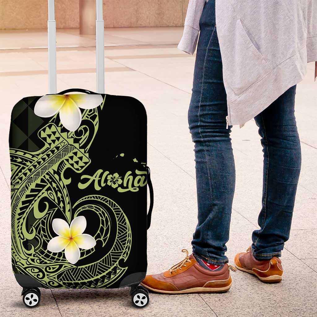 Aloha Hammerhead Shark Luggage Cover Lime Rickey Hawaiian Kakau Tribal Tattoo