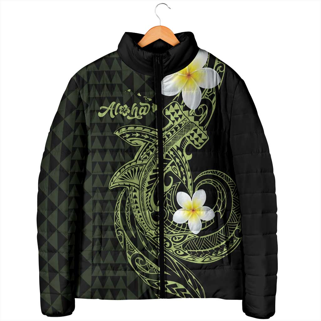 Aloha Hammerhead Shark Padded Jacket Lime Rickey Hawaiian Kakau Tribal Tattoo - Polynesian Pride