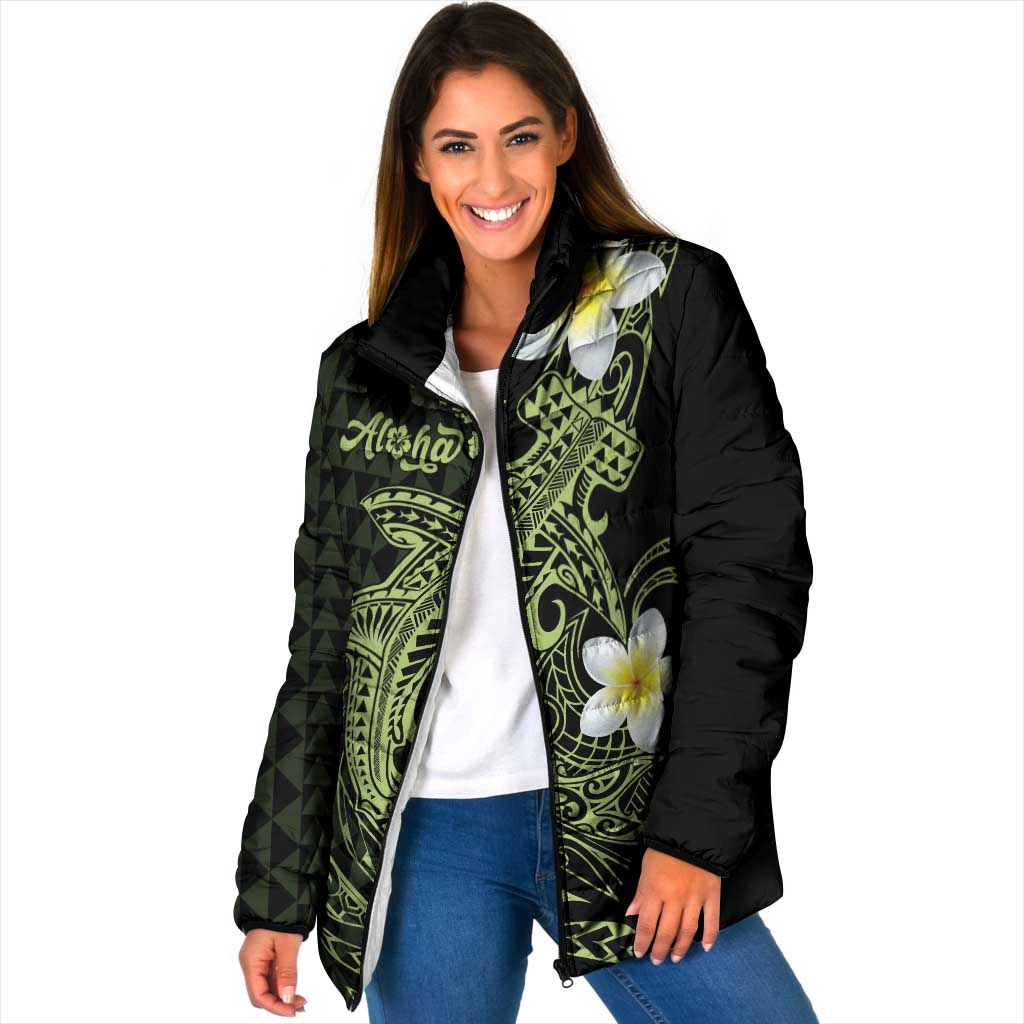 Aloha Hammerhead Shark Padded Jacket Lime Rickey Hawaiian Kakau Tribal Tattoo - Polynesian Pride