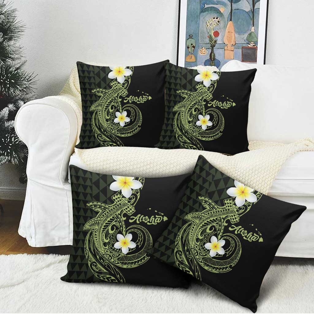 Aloha Hammerhead Shark Pillow Cover Lime Rickey Hawaiian Kakau Tribal Tattoo - Polynesian Pride