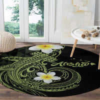 Aloha Hammerhead Shark Round Carpet Lime Rickey Hawaiian Kakau Tribal Tattoo