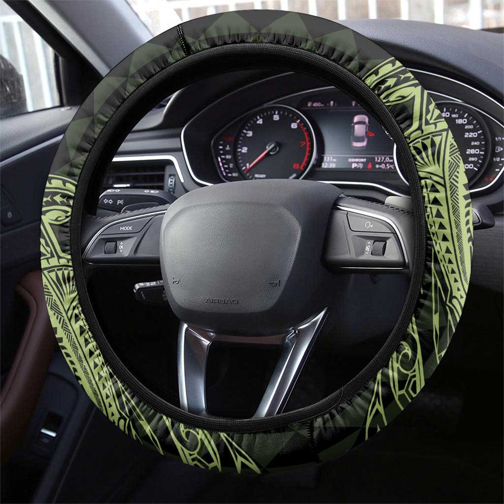 Aloha Hammerhead Shark Steering Wheel Cover Lime Rickey Hawaiian Kakau Tribal Tattoo