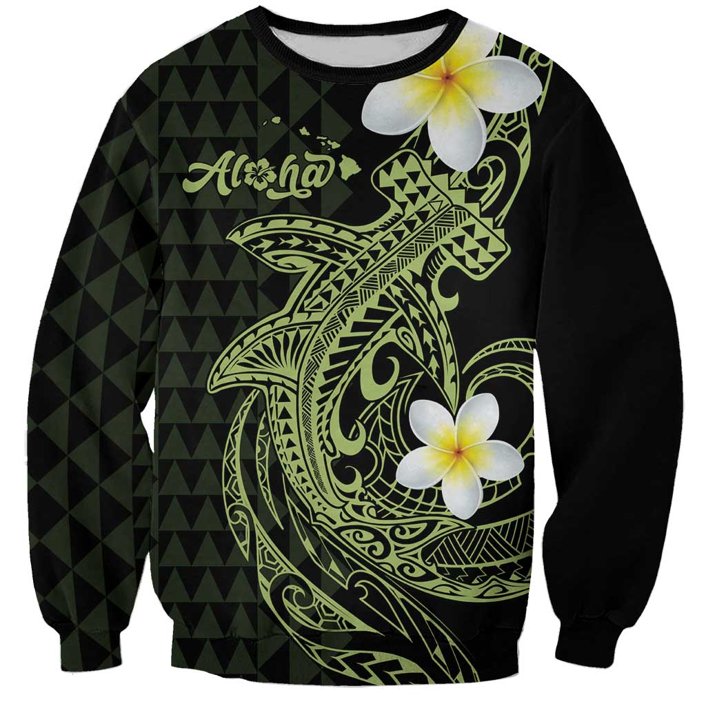 Aloha Hammerhead Shark Sweatshirt Lime Rickey Hawaiian Kakau Tribal Tattoo LT9 Unisex Lime - Polynesian Pride
