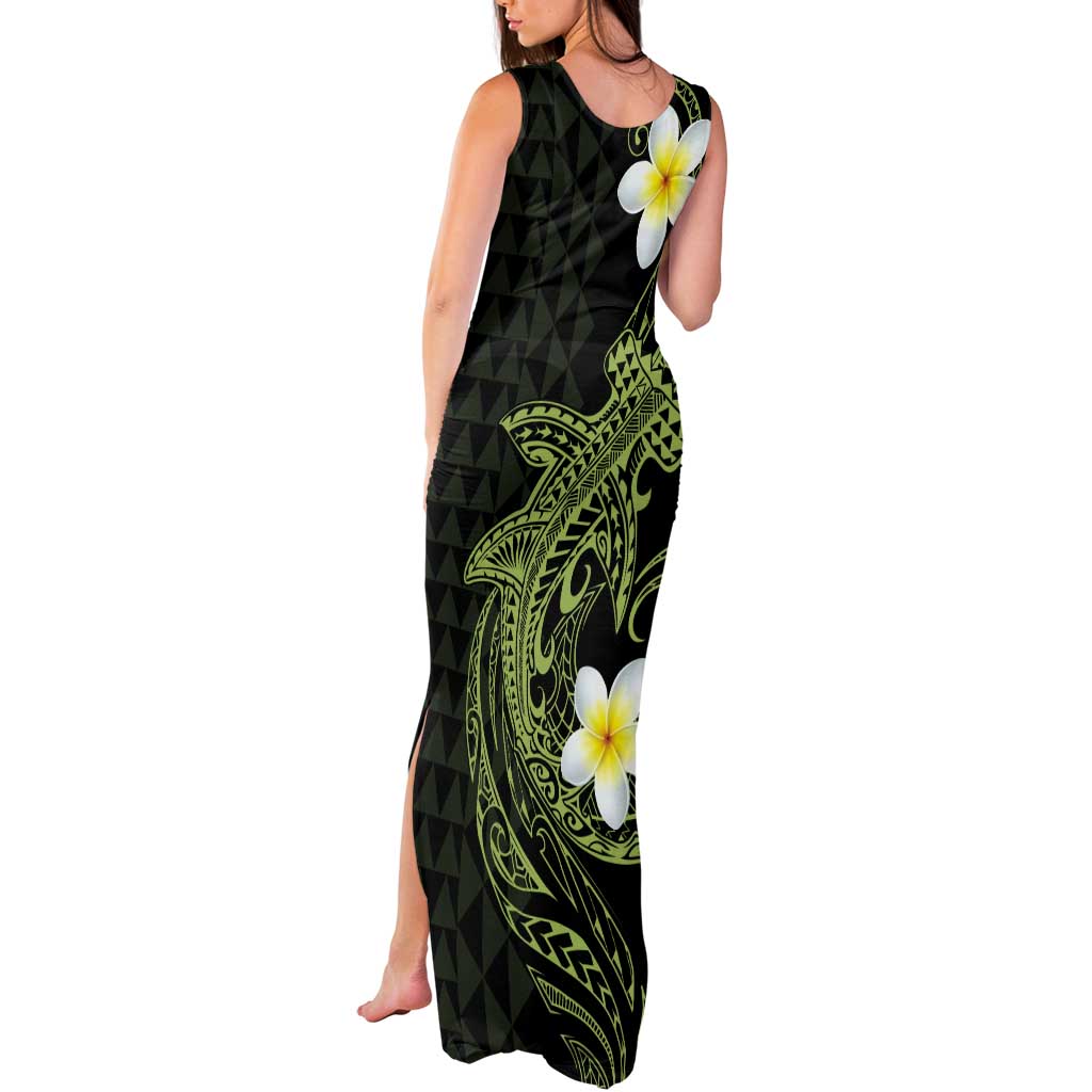 Aloha Hammerhead Shark Tank Maxi Dress Lime Rickey Hawaiian Kakau Tribal Tattoo
