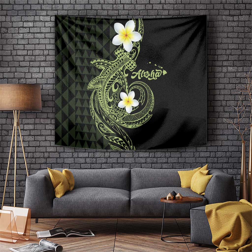 Aloha Hammerhead Shark Tapestry Lime Rickey Hawaiian Kakau Tribal Tattoo LT9 Lime - Polynesian Pride