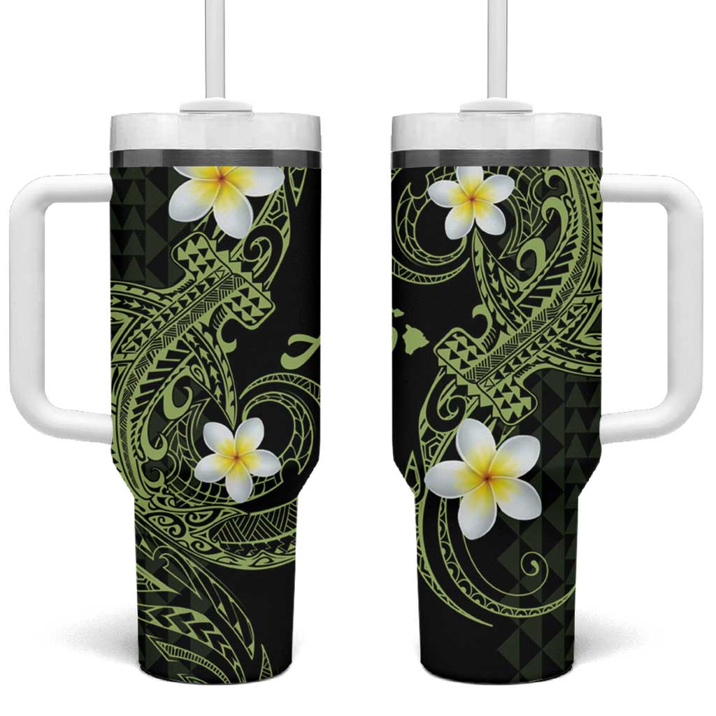 Aloha Hammerhead Shark Tumbler With Handle Lime Rickey Hawaiian Kakau Tribal Tattoo