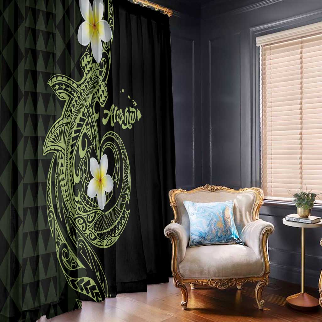 Aloha Hammerhead Shark Window Curtain Lime Rickey Hawaiian Kakau Tribal Tattoo