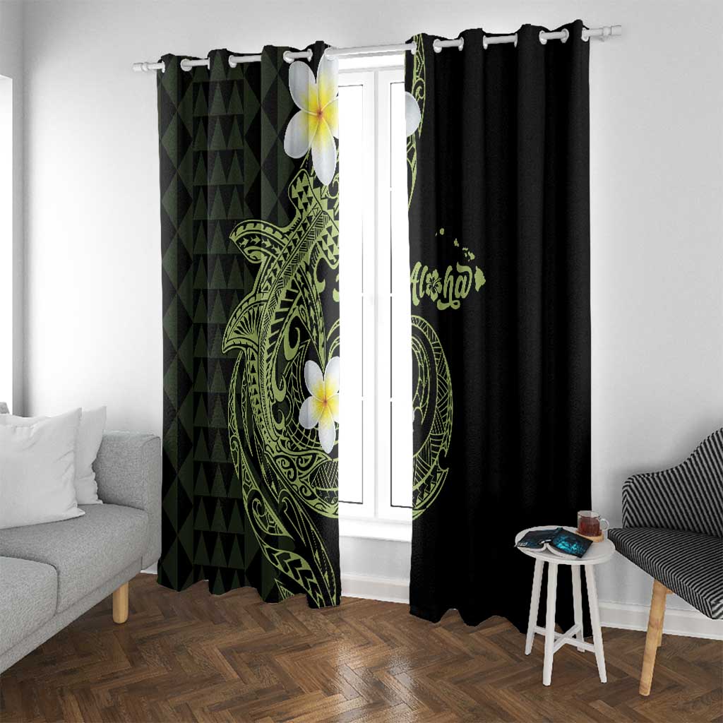 Aloha Hammerhead Shark Window Curtain Lime Rickey Hawaiian Kakau Tribal Tattoo