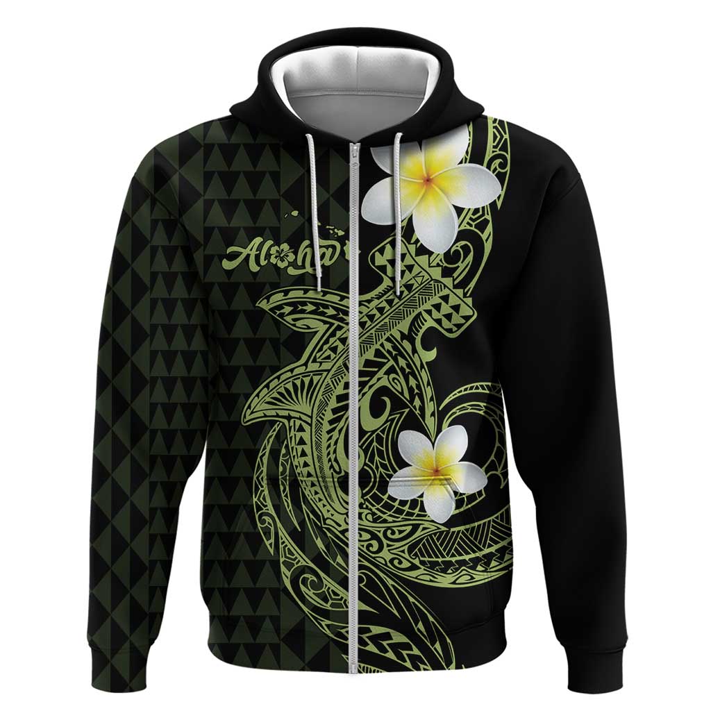 Aloha Hammerhead Shark Zip Hoodie Lime Rickey Hawaiian Kakau Tribal Tattoo LT9 Zip Hoodie Lime - Polynesian Pride