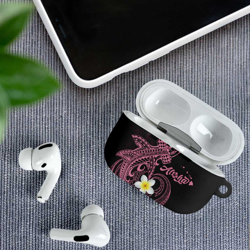 Aloha Hammerhead Shark AirPods Case Vivacious Pink Hawaiian Kakau Tribal Tattoo - Polynesian Pride