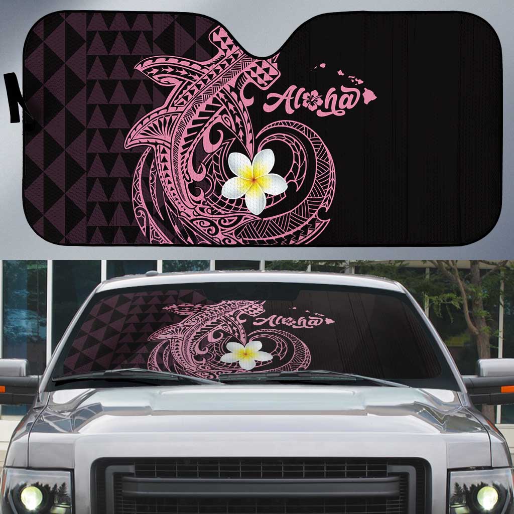 Aloha Hammerhead Shark Auto Sun Shade Vivacious Pink Hawaiian Kakau Tribal Tattoo - Polynesian Pride