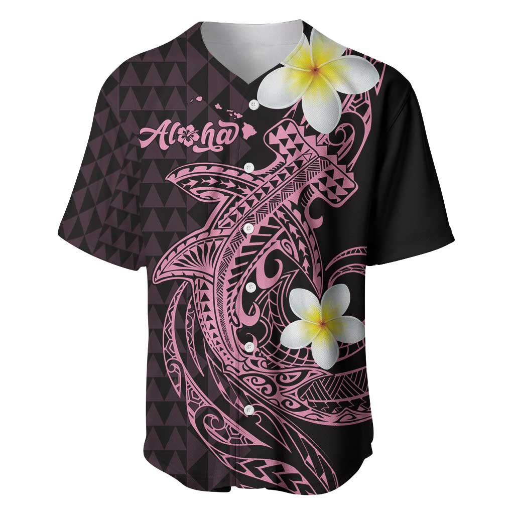 Aloha Hammerhead Shark Baseball Jersey Vivacious Pink Hawaiian Kakau Tribal Tattoo