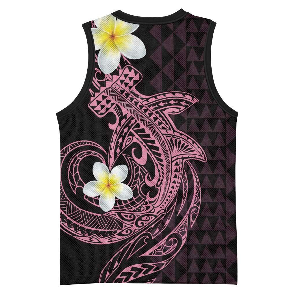 Aloha Hammerhead Shark Basketball Jersey Vivacious Pink Hawaiian Kakau Tribal Tattoo - Polynesian Pride