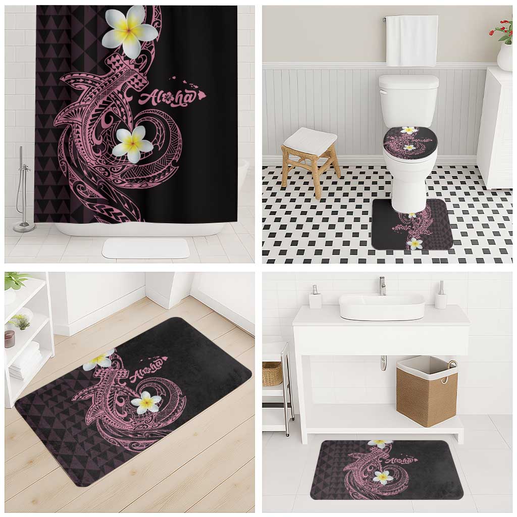 Aloha Hammerhead Shark Bathroom Set Vivacious Pink Hawaiian Kakau Tribal Tattoo - Polynesian Pride