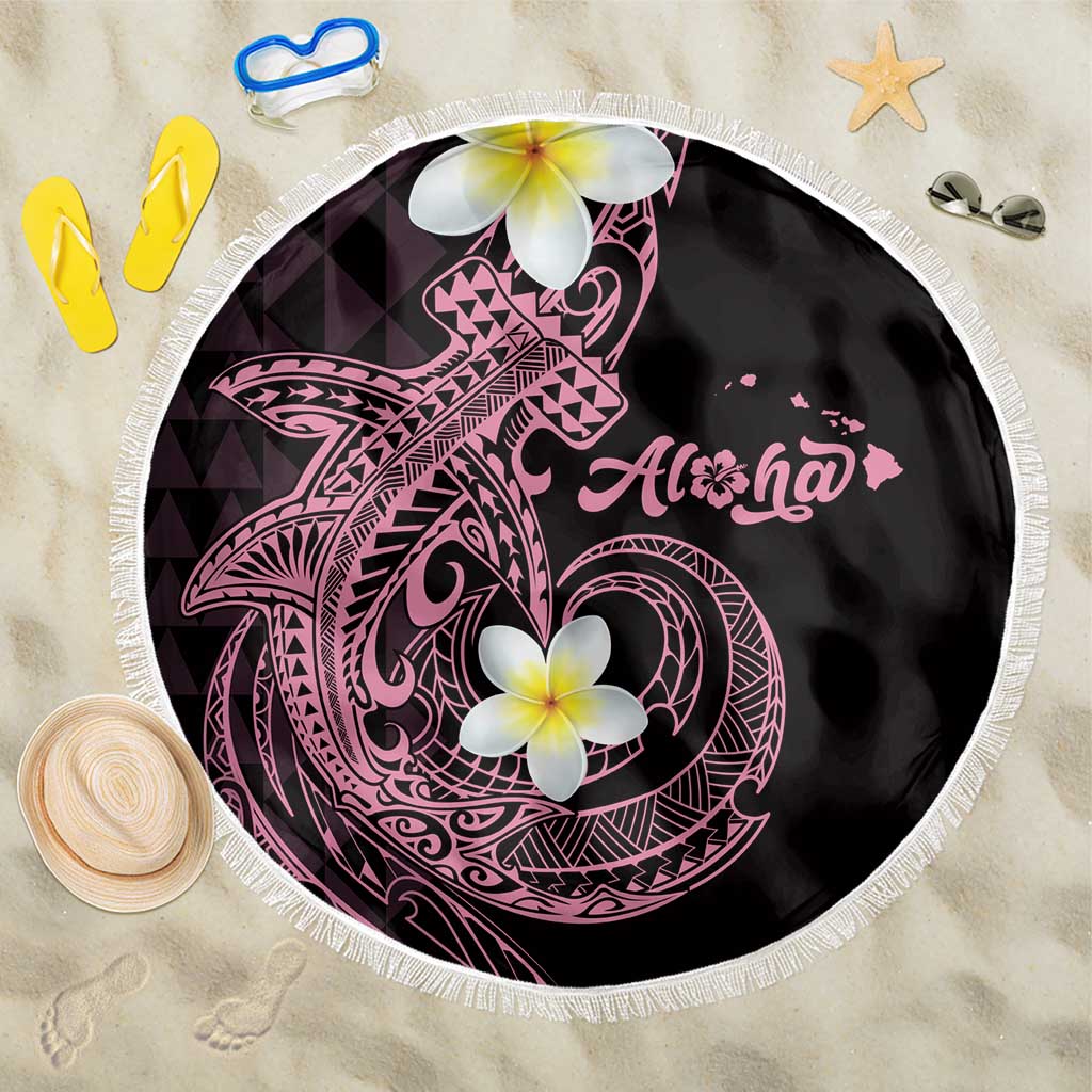 Aloha Hammerhead Shark Beach Blanket Vivacious Pink Hawaiian Kakau Tribal Tattoo LT9 One Size 150cm Pink - Polynesian Pride