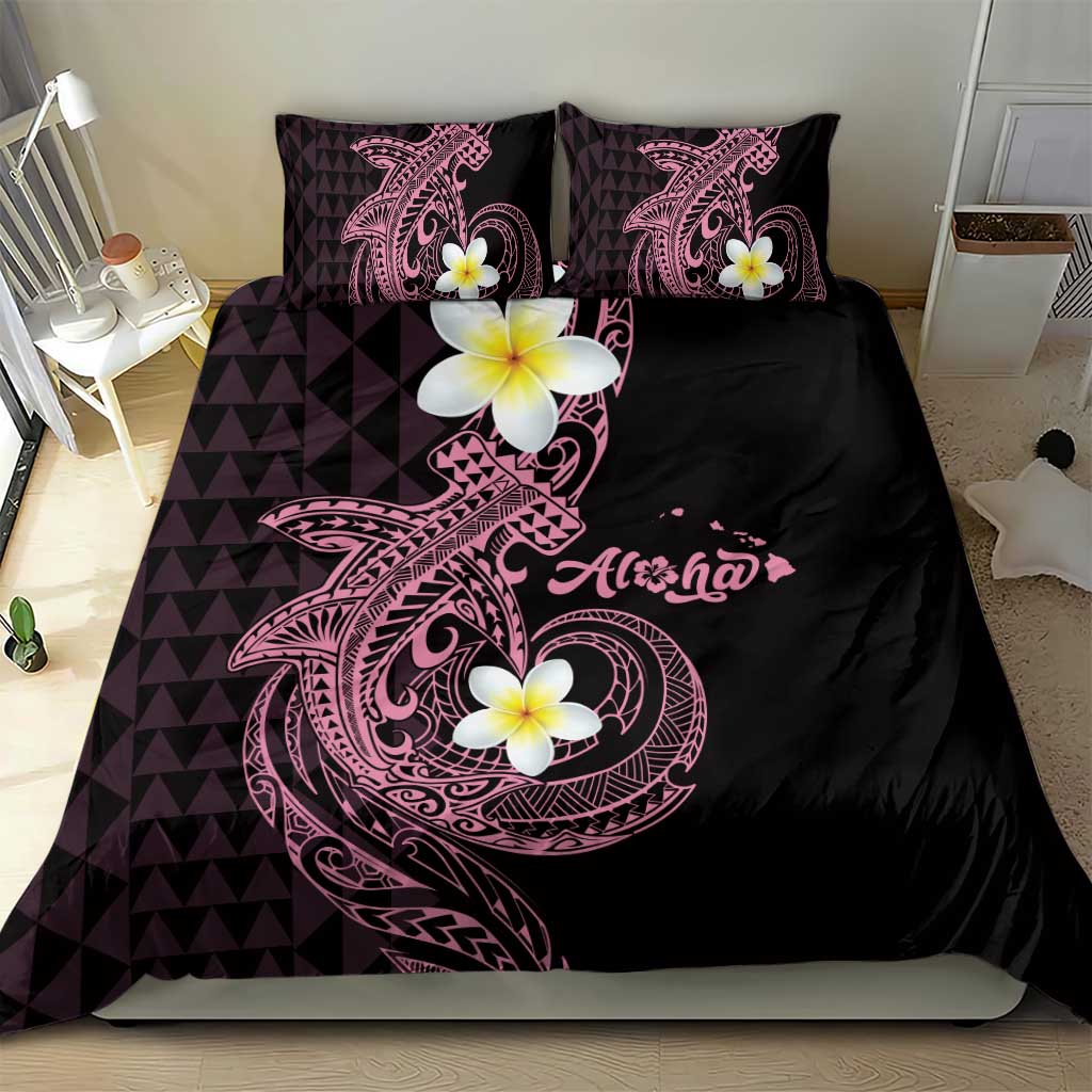 Aloha Hammerhead Shark Bedding Set Vivacious Pink Hawaiian Kakau Tribal Tattoo