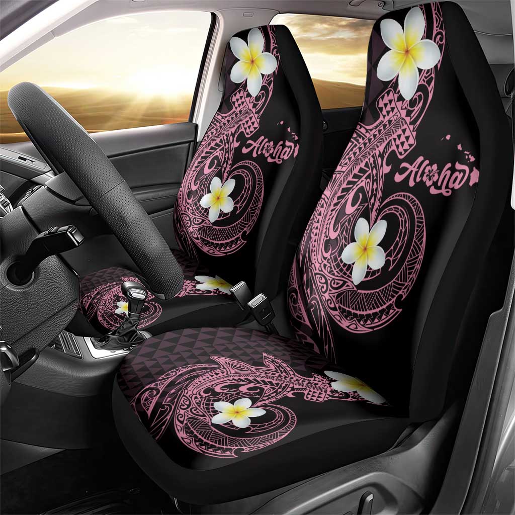 Aloha Hammerhead Shark Car Seat Cover Vivacious Pink Hawaiian Kakau Tribal Tattoo