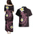 Aloha Hammerhead Shark Couples Matching Puletasi and Hawaiian Shirt Vivacious Pink Hawaiian Kakau Tribal Tattoo