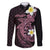 Aloha Hammerhead Shark Family Matching Long Sleeve Bodycon Dress and Hawaiian Shirt Vivacious Pink Hawaiian Kakau Tribal Tattoo