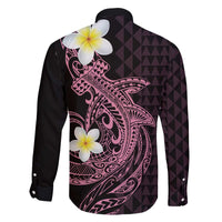 Aloha Hammerhead Shark Family Matching Off The Shoulder Long Sleeve Dress and Hawaiian Shirt Vivacious Pink Hawaiian Kakau Tribal Tattoo